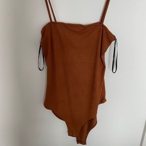 burnt orange suede bodysuit